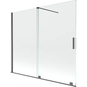 Mexen Velar двукрилен разтегаем параван за вана 180 x 150 cm, прозрачен, матово (896-180-000-01-66)