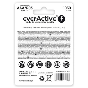 everActive Акумулаторни батерии everActive Ni-MH R03 AAA 550 mAh Infinity Line (EVHRL03-550)