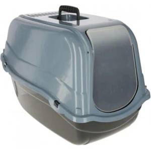 Kerbl Litter Box Emma Eco - Закрита Котешка Тоалетна с активен въглен сиво синя - 57x39x41 cm - 81691