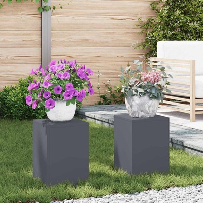 vidaXL Стойка за растения 2 pcs Антрацит 24 x 24 x 35 см Стомана (865808)