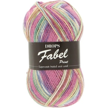 Drops Fabel Print 161 růžovo-fialová se žlutou barvou