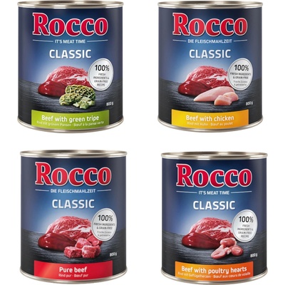 Rocco 24x800г микс от 4 вида Rocco Classic консервирана храна за кучета