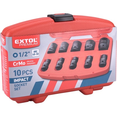 Hlavice nástrčné rázové 10 ks 1/2" - EXTOL PREMIUM