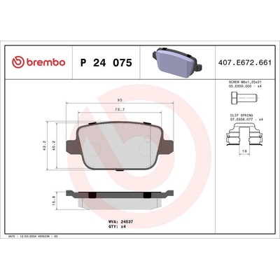 Sada brzdových destiček BREMBO P24075