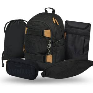 Baagl SET 5 Skate Darkness: раница, перник, торба, кръстна чанта, калъф за лаптоп BAAGL | Cheren | Момчешки | UNI