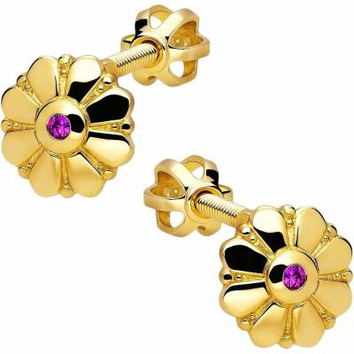 Zlaton Náušnice žluté zlato květina se zirkonem 0.80cm 1.45g N08082500229