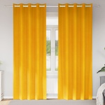 Pure Line Home Кадифени завеси в цвят шафран с метални халки, 2 бр. , 140 x 245 см