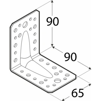 Domax KP 1 Uholník s prelisom 90x90x65x2,5mm