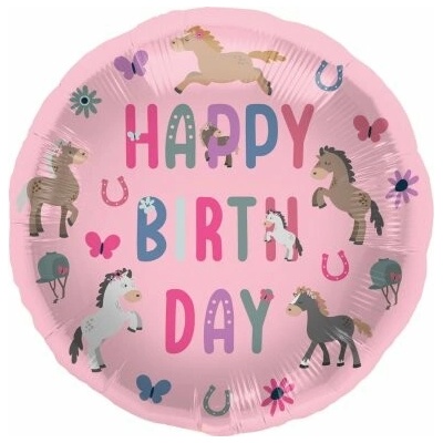 Folat BV Kruh "Happy Birthday" koně 45cm fóliový balónek