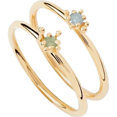 PDPaola Set pozlacených prstenů se zirkonem Les Fleurs Colors AN01 C94