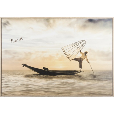 Bondecor Obraz na plátně v rámu "Loďka na moři" 84x59cm Barva: Černá