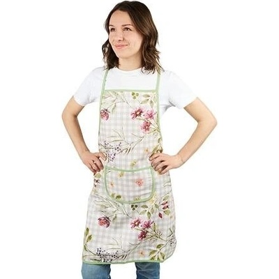 Vlnka Kuchyňská zástěra káro s květy