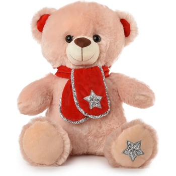 Амек Тойс Плюшена играчка Амек Тойс - Бежово мече с червен шал, 40 cm (070194-2)