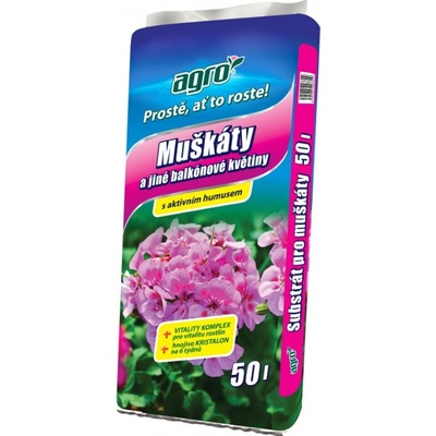 AGRO substrát na MUŠKÁTY A BALKÓNOVÉ KVETY 50 l