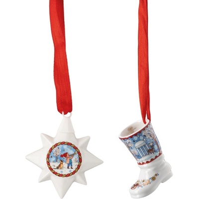 Rosenthal Vianočná sada porcelánové Mini ozdoby hviezda topánka Štedrý večer 5 Ø 6,5 cm 02481-727412-28622