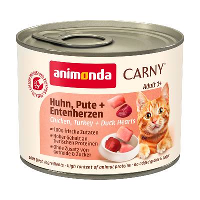 Výhodné balenie animonda Carny Adult 12 x 200 g - Morčacie, kura & kačacie srdce