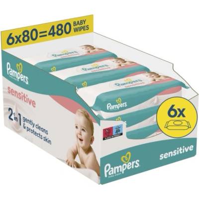Pampers Мокри кърпички Pampers Sensitive - 6x80 броя
