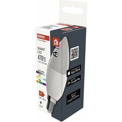 Emos Chytrá LED žárovka GoSmart svíčka E14 4,8 W 40 W 470lm RGB stmívatelná Wi-Fi – Hledejceny.cz
