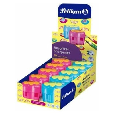 Strúhadlo Pelikan Flower plastové s 2 otvormi mix farieb modré ružové