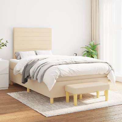 vidaXL Box spring postel s matrací 3137224 textil krémová