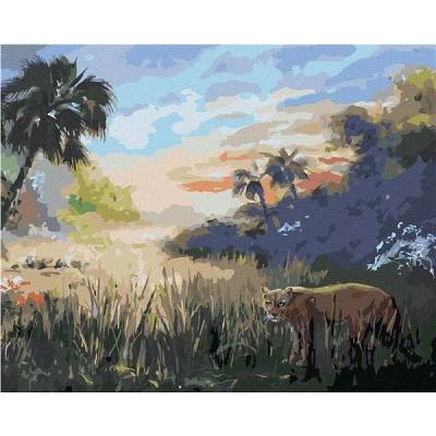 zuty Malování Podle Čísel Puma A Palmy D. Rusty Rust 40 x 50 Cm Plátno Rám