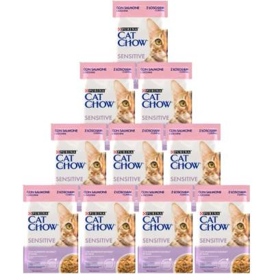 CAT CHOW Sensitive krmivo s lososom a cuketou v omáčke 10 x 85 g