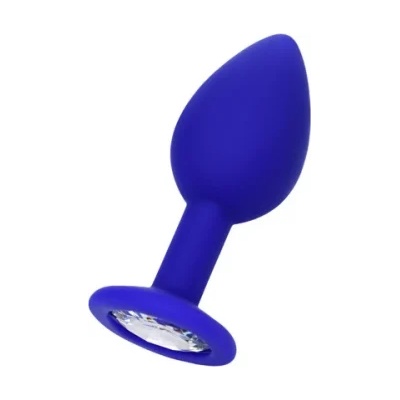 Toyfa Малък анален разширител-бижу от силикон с кристал Brilliant синьо