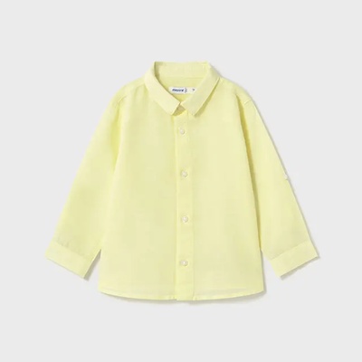 MAYORAL Риза дълъг ръкав лен класическа яка жълт цвят за мини момче Майорал