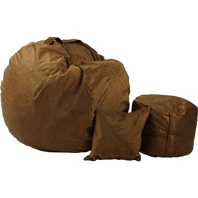 PUFRELAX Комплект Барбарон с табуретка за крака и декоративна възглавница 500л. Matusalem, Tattle Tan, Перящ се калъф, Подходящ за деца, Пълнеж с микс от мемори пяна и дунапрен, Гама Premium (PUF-M-MOP-PT-TTT)