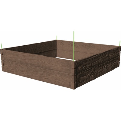 Barigadi Vyvýšený záhon betónový 200 x 200 cm výška 50 cm vzor drevo hnedá