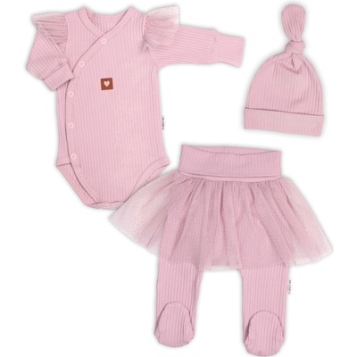 Baby Nellys Rebrovaná rastúca súprava 3D Lux Sweet Angel púdrovo ružová