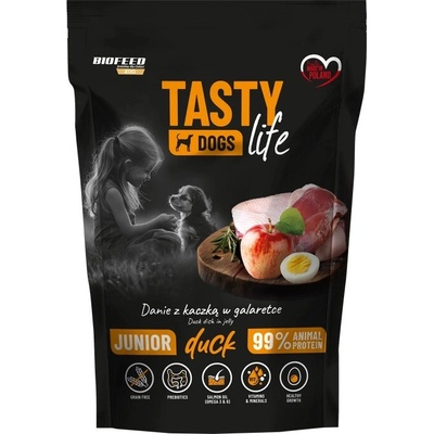 Tasty Dogs Life Junior kačica v želé miske 150 g