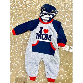 Myrat Baby Бебешки гащеризон- ромпър с дълъг ръкав в сиво и тъмносиньо