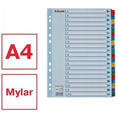 Zosilnené registre "Mylar", mix farieb, kartón, A4, AZ, ESSELTE