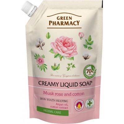 Green Pharmacy Pižmová růže a bavlna tekuté mýdlo náhradní náplň 460 ml