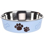 Flamingo Feeding and drinking bowl Kena Round Light blue Silver - иноксова купа за вода или храна - СИНЯ, размер Ø21 см / 1500 мл, Белгия - 1030936