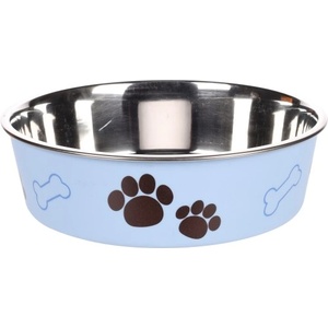Flamingo Feeding and drinking bowl Kena Round Light blue Silver - иноксова купа за вода или храна - СИНЯ, размер Ø21 см / 1500 мл, Белгия - 1030936