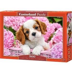 Castorland Puzzle 500 pcs. Pup in Pink Flowers
