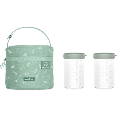 Miniland ECO-friendly Sklenené nádoby 2 x 250 ml s izotermickou taškou Žabka