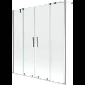 Mexen Velar Двукомпонентен дущ параван 2-крилен, 150 x 150 см, прозрачен, хром (896-150-000-02-01)