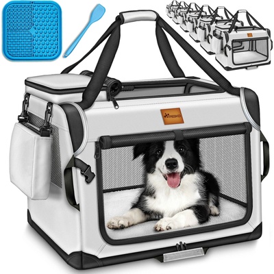 TRESKO prepravka pre psov skladacia sivá S 50x34x 34 cm