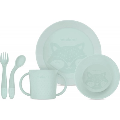 Miniland Jedálenská sada okrúhla Mint 5 dielna