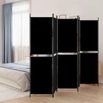 vidaXL Параван за стая, 5 панела, черен, 250x180 см, текстил (350221)