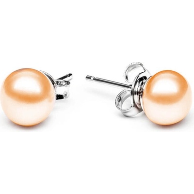 Eppi Strieborné napichovacie náušnice s broskyňovými perlami Belva E38240