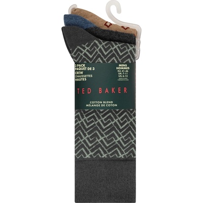 Ted Baker Чорапи Ted Baker Men's Formal Ribbed Cuff Crew Socks - Grn/Char/Brn HT