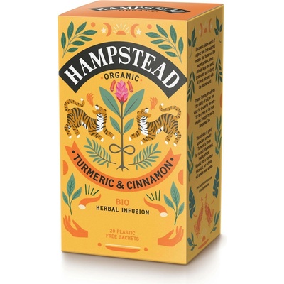Hampstead Tea BIO Bylinný čaj kurkuma a skořice 20 ks