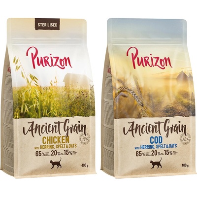 Purizon mix s praobilninami Adult treska Sterilised kuracie s rybou 2 x 0,4 kg