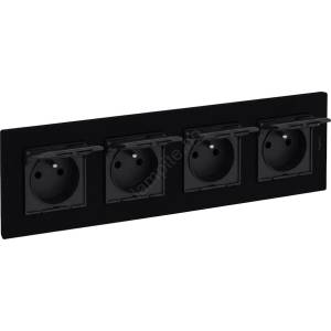 Legrand - Четворна външна розетка с рамка NILOE STEP 250V IP44 черна (LR0035B)
