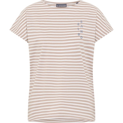 ELBSAND Дамска тениска ELBSAND Women's Selma T-shirt - Camel / Bright White (916-4722-0712)