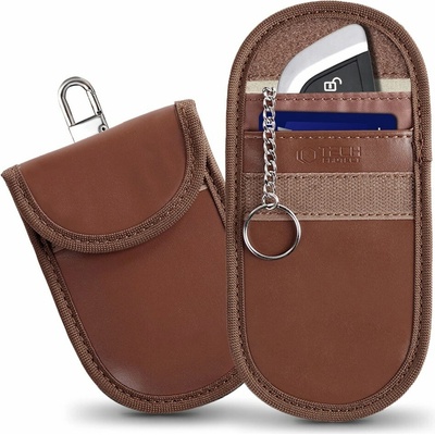 Klíčenka RFID blokátor Faradayova klec Tech-Protect KLIR100 pouzdro na klíče Keyless RFID blokátor signálu Espresso
